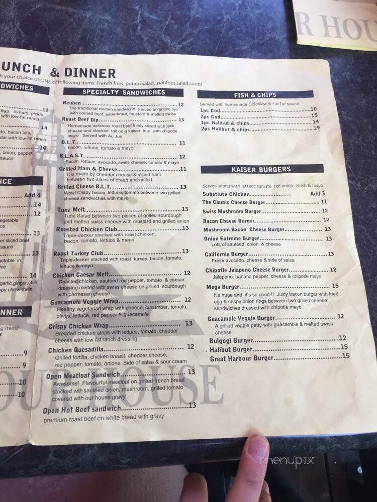 Harbour House Restaurant - Surrey, BC menu_pic