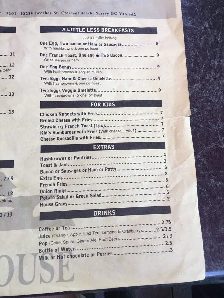 Harbour House Restaurant - Surrey, BC menu_pic