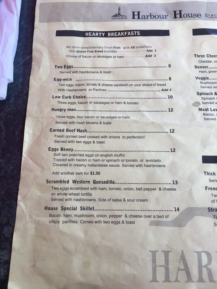 Harbour House Restaurant - Surrey, BC menu_pic