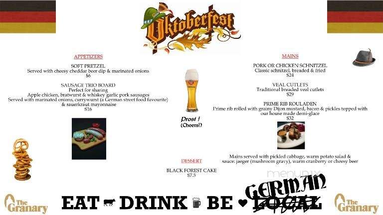 The Granary - Saskatoon, SK menu_pic