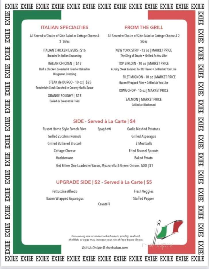 Chuck's Restaurant - Des Moines, IA menu_pic