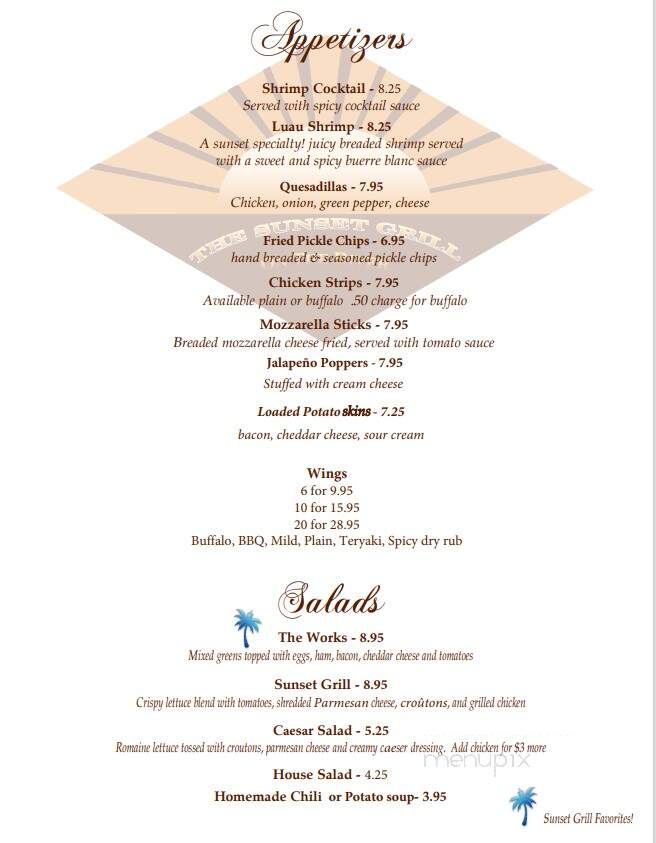 Sunset Grill - Warsaw, KY menu_pic