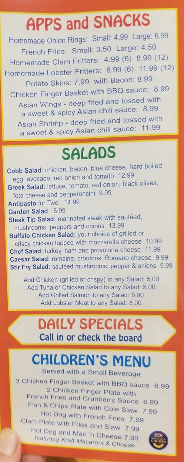 Bob's Sub & Cone - Wellfleet, MA menu_pic