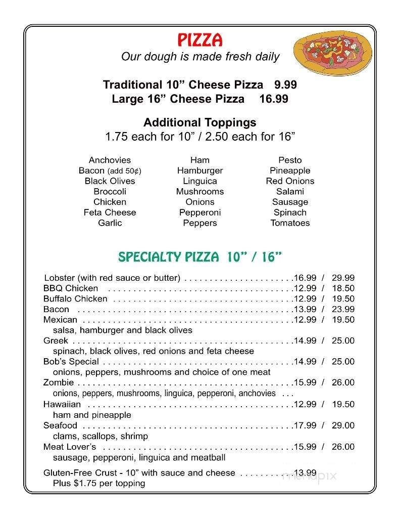 Bob's Sub & Cone - Wellfleet, MA menu_pic