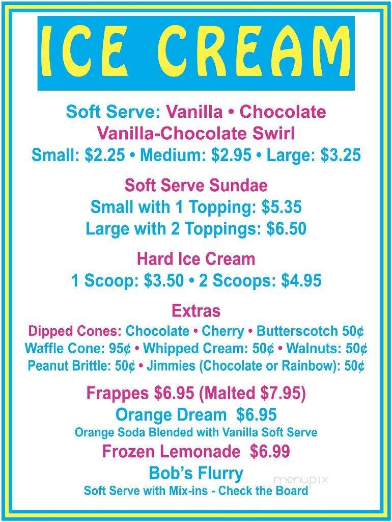 Bob's Sub & Cone - Wellfleet, MA menu_pic