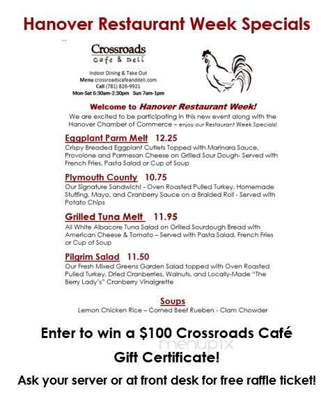 Crossroads Cafe & Deli - Hanover, MA menu_pic