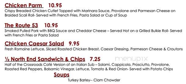 Crossroads Cafe & Deli - Hanover, MA menu_pic