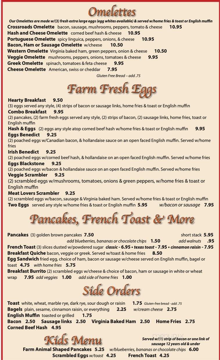Crossroads Cafe & Deli - Hanover, MA menu_pic