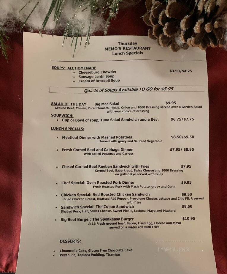 Memo's Coffee Shop - West Springfield, MA menu_pic