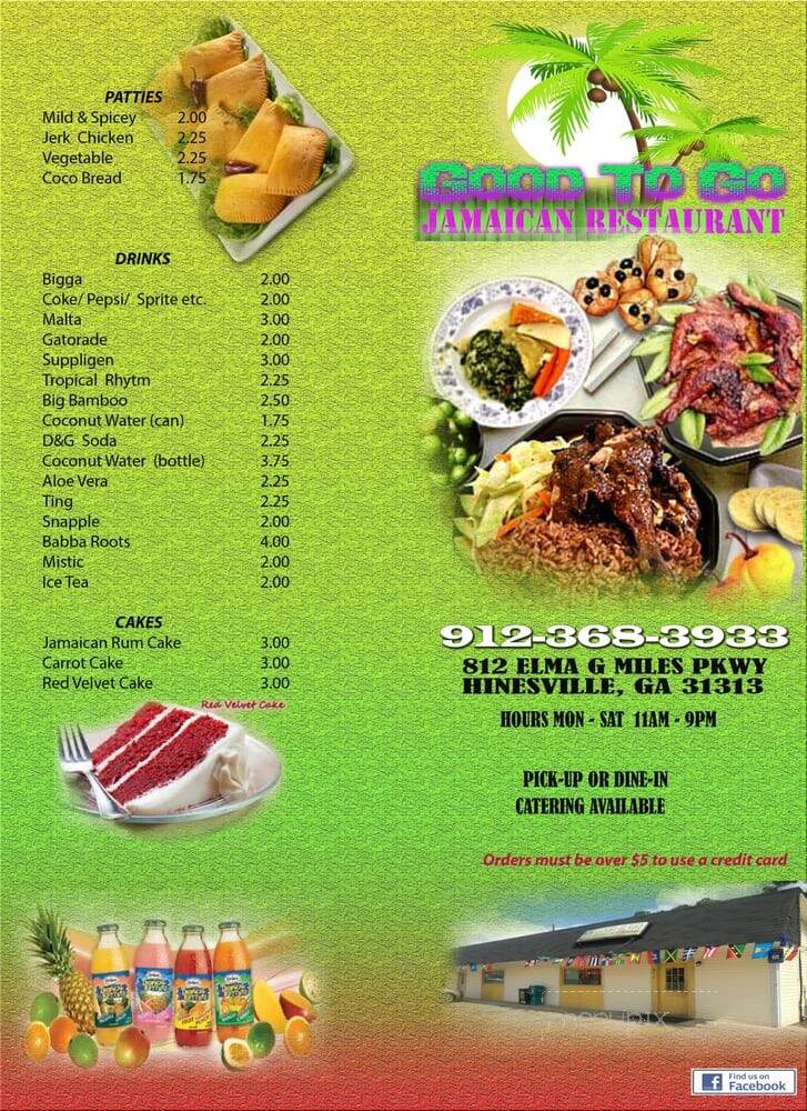 Good 2 Go Jamaican Restaurant - Hinesville, GA menu_pic