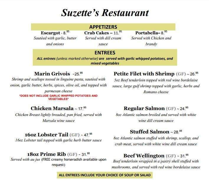 Suzette Restaurant - Jordan, MN menu_pic