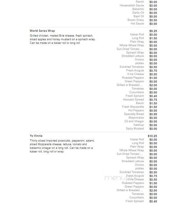 Taste Of Reality Deli - Kinnelon, NJ menu_pic