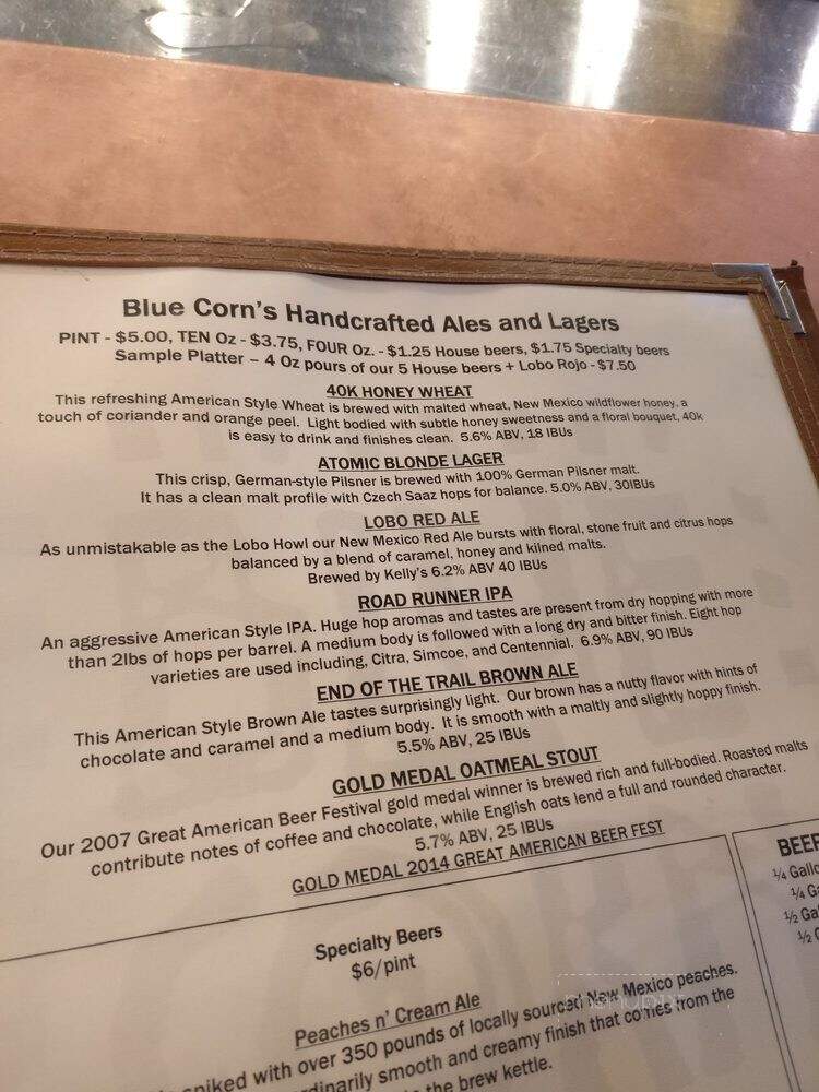 Blue Corn Cafe & Brewery - Santa Fe, NM menu_pic