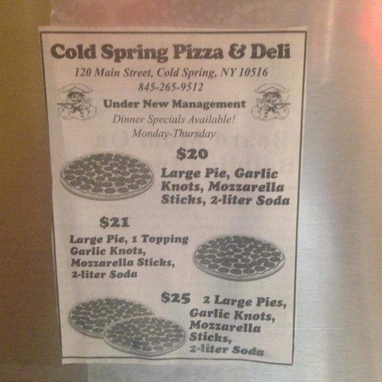 Cold Spring Pizza - Cold Spring, NY menu_pic