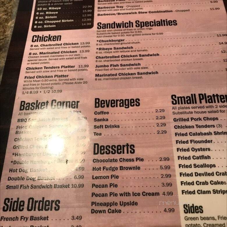 Huey's Restaurant & Oyster Bar - Mebane, NC menu_pic
