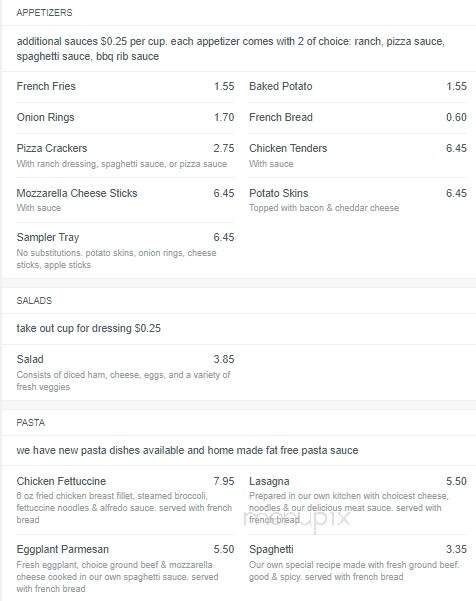 Pizza Villa - Kinston, NC menu_pic