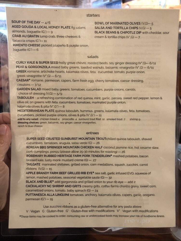 Purple Onion - Saluda, NC menu_pic