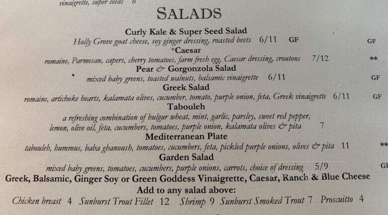 Purple Onion - Saluda, NC menu_pic