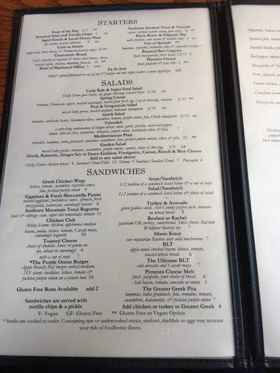 Purple Onion - Saluda, NC menu_pic