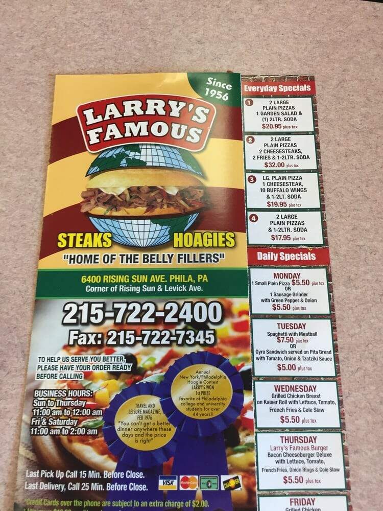 Larry's Steaks & Hoagies - Philadelphia, PA menu_pic