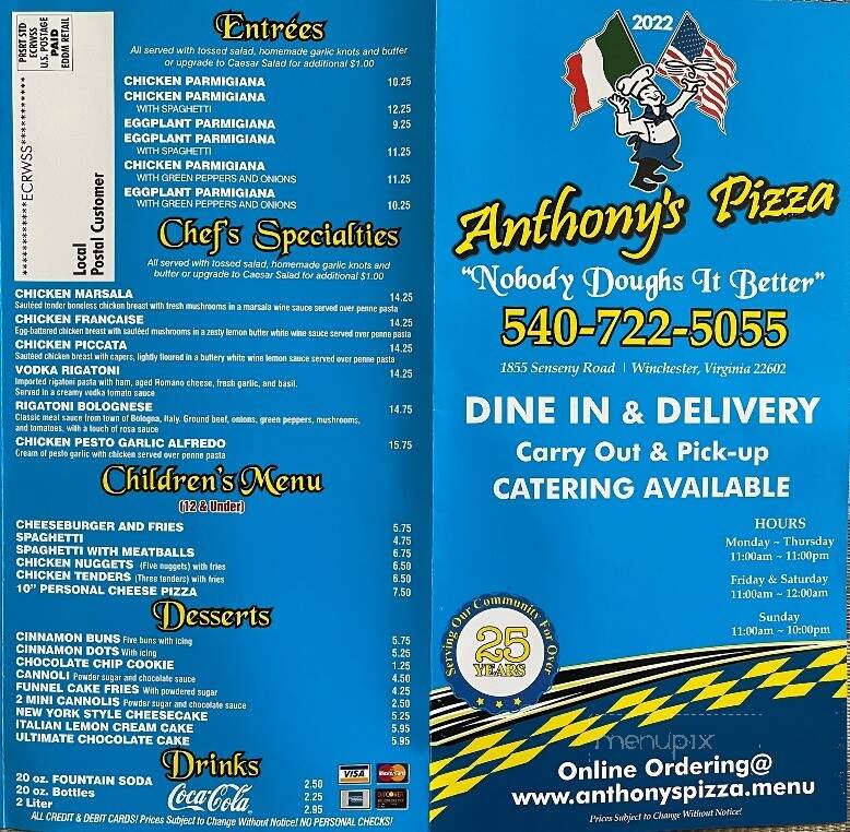 Anthony's Pizza IV - Winchester, VA
