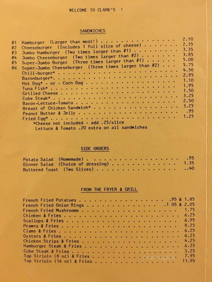 Clarks Restaurant - Cosmopolis, WA menu_pic