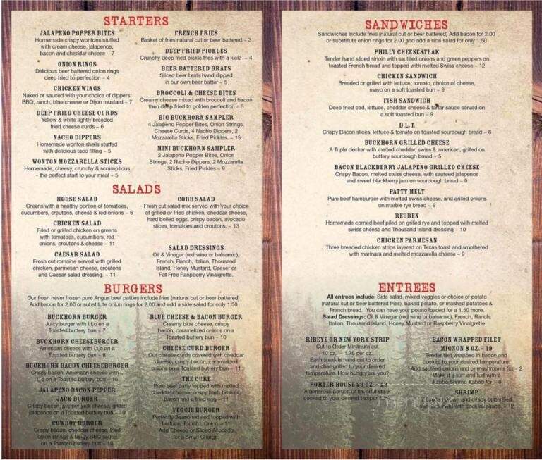 Buckhorn Cafe - Necedah, WI menu_pic