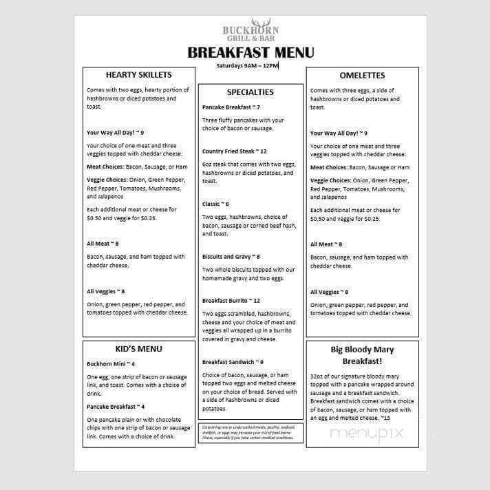 Buckhorn Cafe - Necedah, WI menu_pic