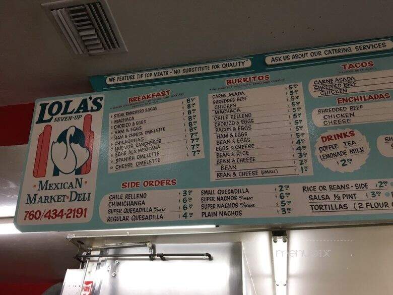 Lola's 7 Up Market & Deli - Carlsbad, CA menu_pic