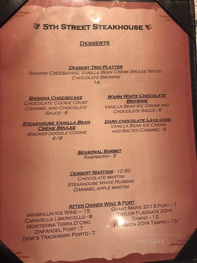 5th Street Steak House - Chico, CA menu_pic