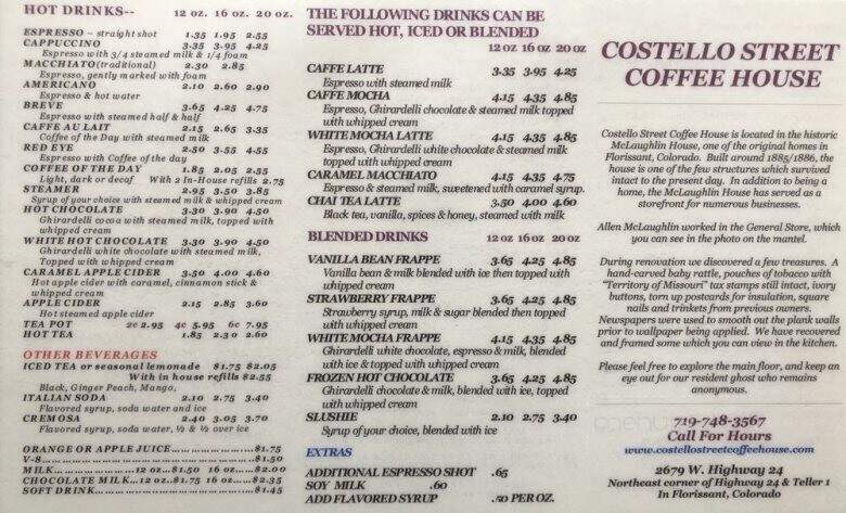 Costello Coffee House - Florissant, CO menu_pic