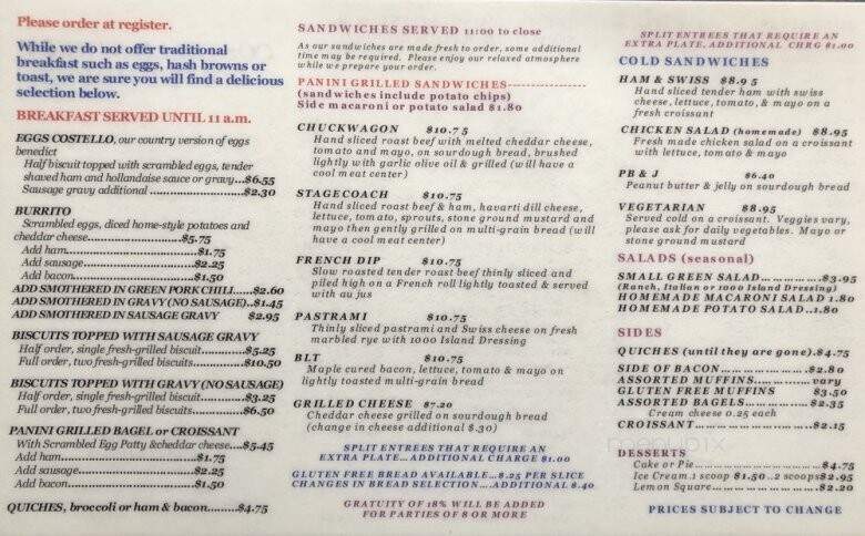 Costello Coffee House - Florissant, CO menu_pic