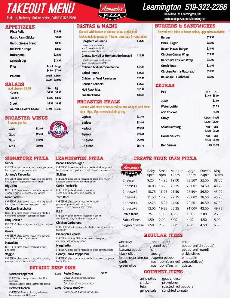 Armando's Pizza - Leamington, ON menu_pic