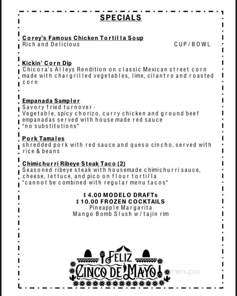 Chicora Alley Fire House - Travelers Rest, SC menu_pic