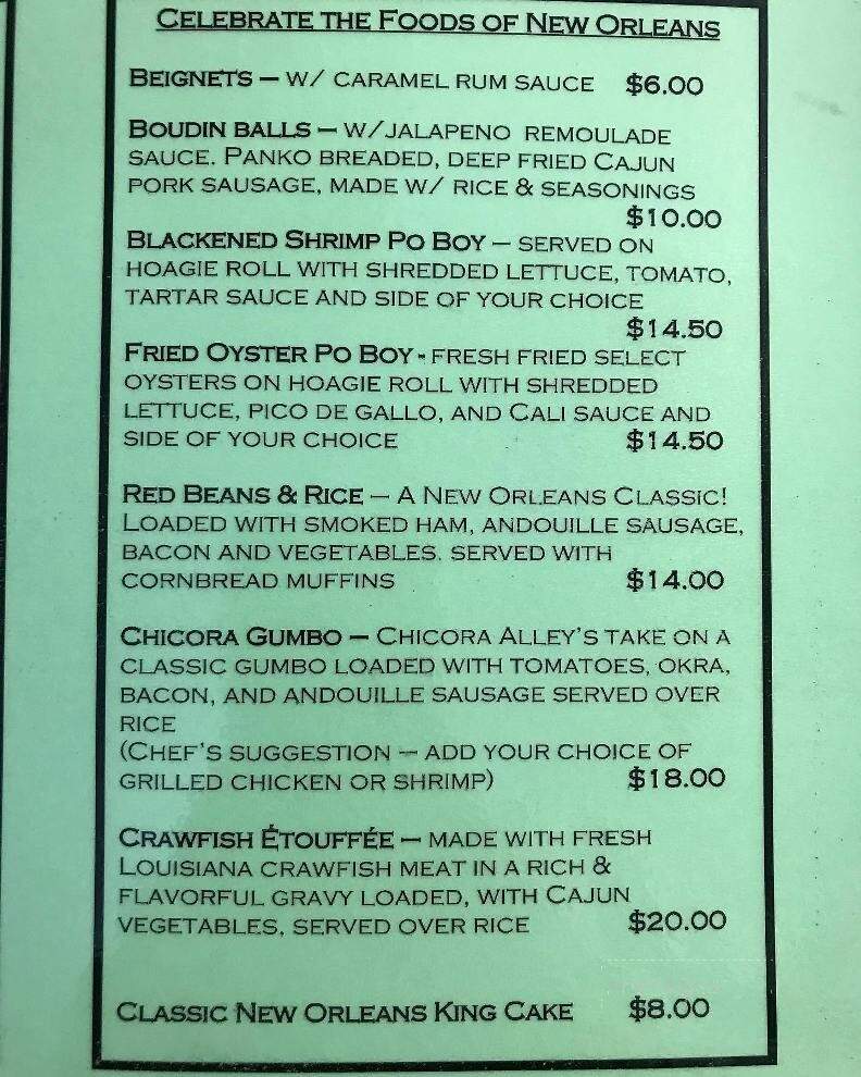 Chicora Alley Fire House - Travelers Rest, SC menu_pic