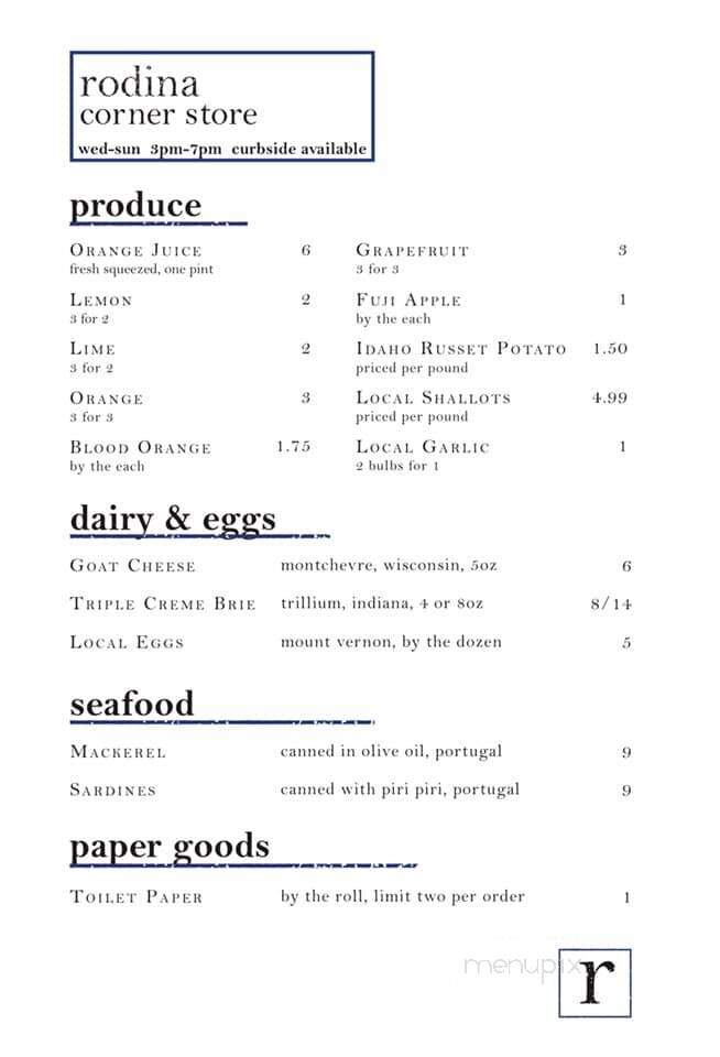 Rodina - Cedar Rapids, IA menu_pic