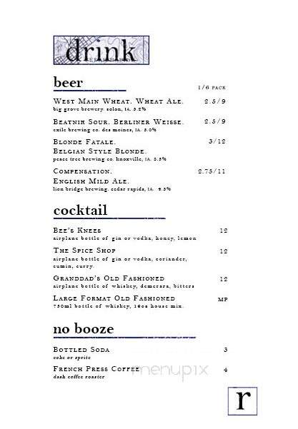 Rodina - Cedar Rapids, IA menu_pic