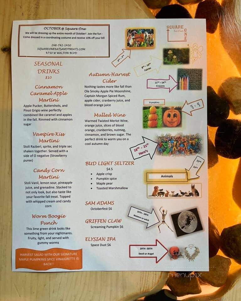Square One Eats and Treats - Waterford Township, MI menu_pic
