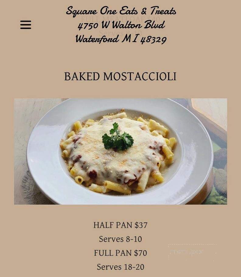 Square One Eats and Treats - Waterford Township, MI menu_pic