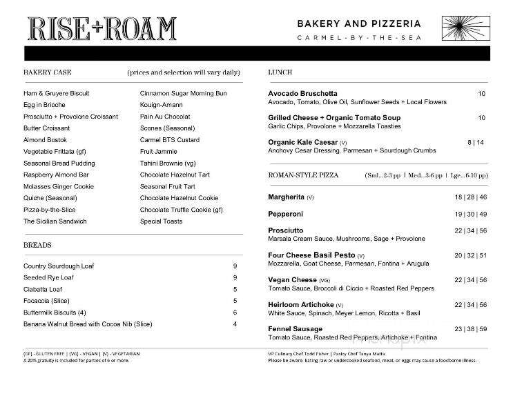 Rise & Roam Bakery - Carmel-by-the-Sea, CA menu_pic