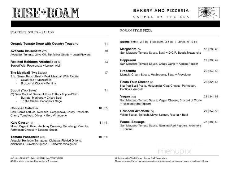 Rise & Roam Bakery - Carmel-by-the-Sea, CA menu_pic