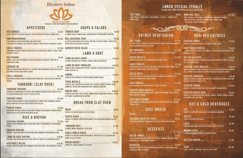 Discovery Indian Cuisine - Palm Harbor, FL menu_pic