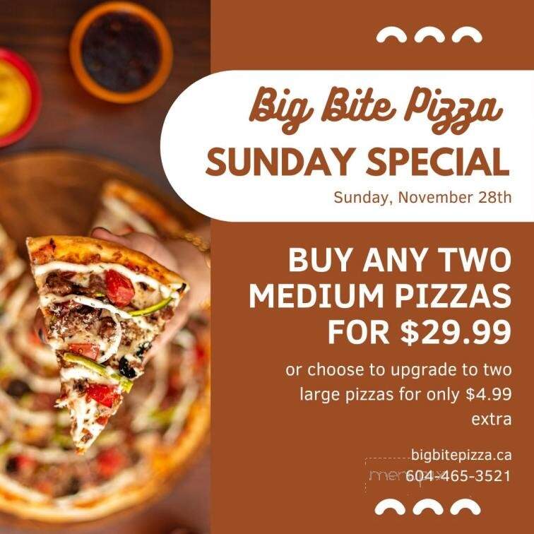 Big Bite Pizza - Pitt Meadows, BC menu_pic