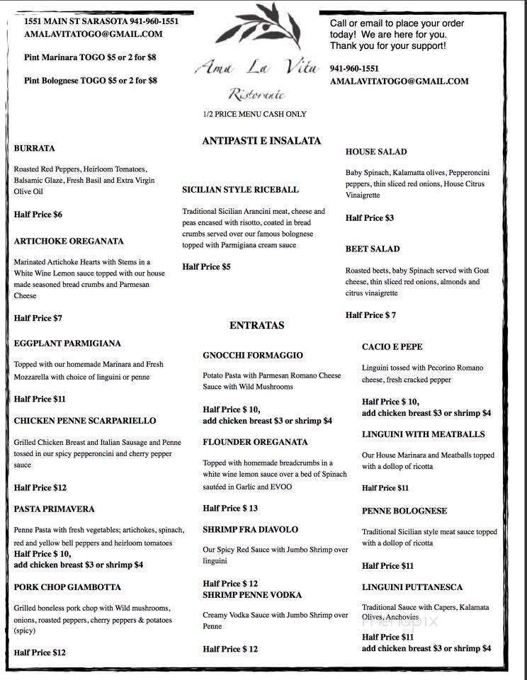Ama La Vita - Sarasota, FL menu_pic