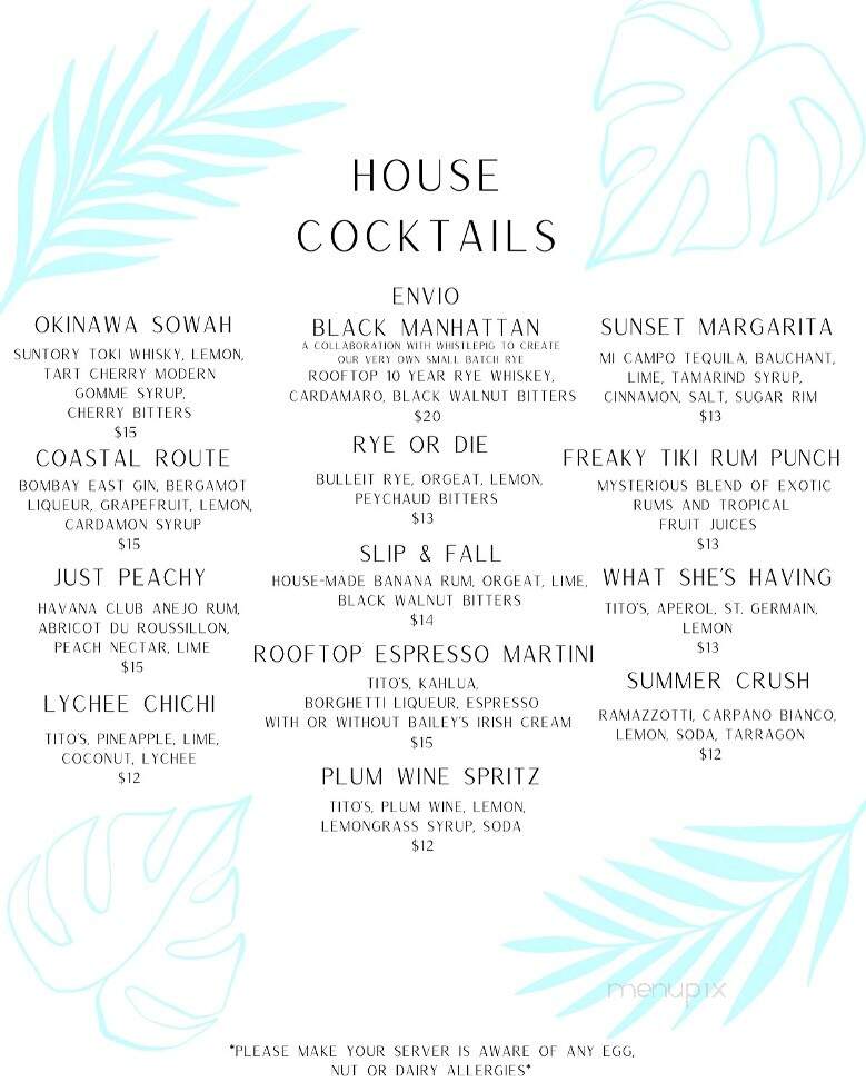 Rooftop At The Envio - Portsmouth, NH menu_pic