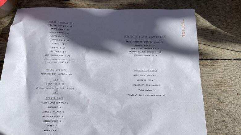 Tartine Santa Monica - Santa Monica, CA menu_pic