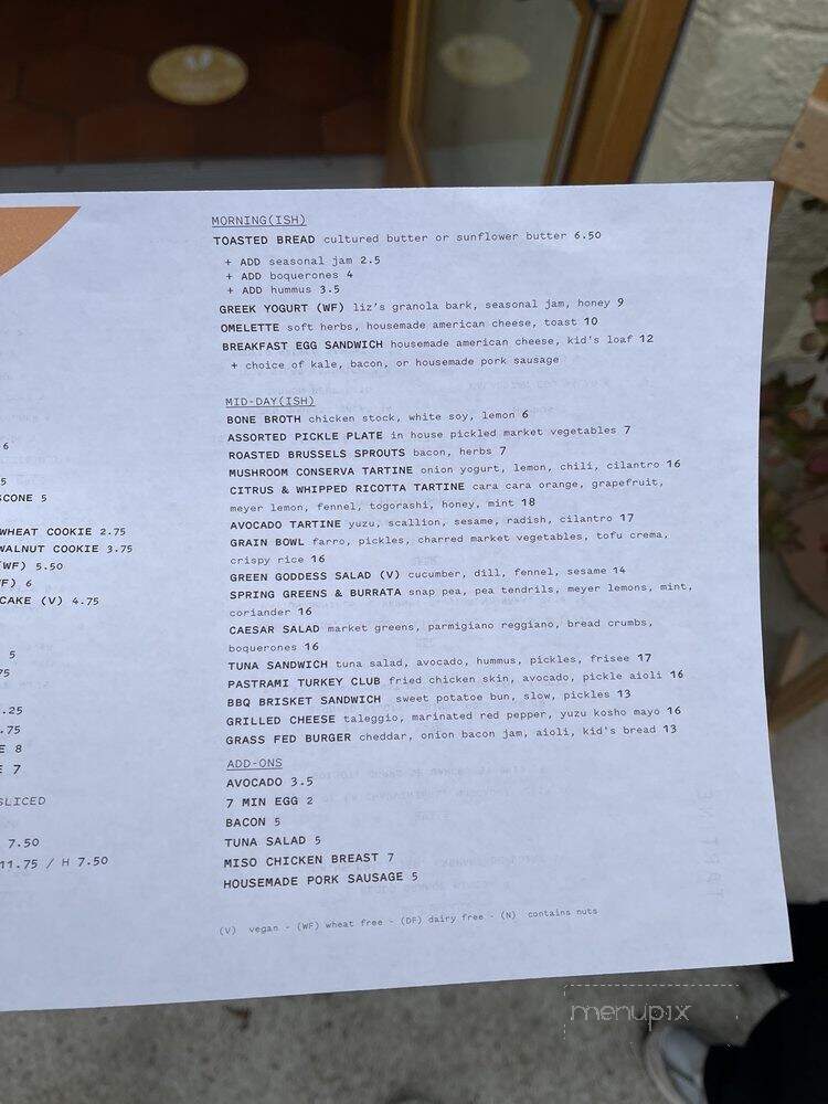 Tartine Santa Monica - Santa Monica, CA menu_pic