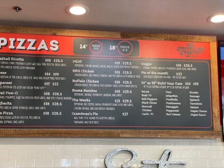 Sgt. Pepperoni's Pizza Store - Aliso Viejo, CA menu_pic