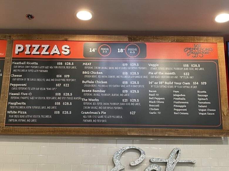 Sgt. Pepperoni's Pizza Store - Aliso Viejo, CA menu_pic
