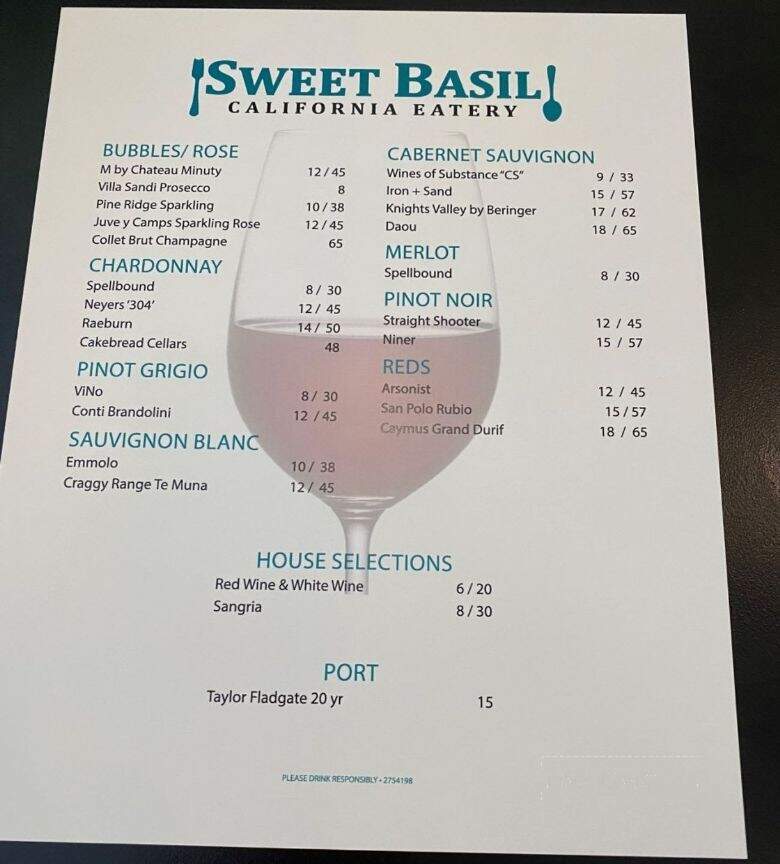 Sweet Basil California Eatery - Palm Desert, CA menu_pic